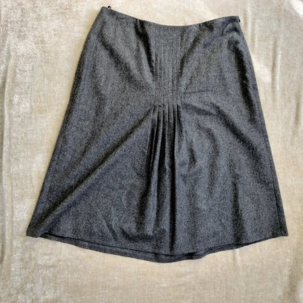 Ralph Lauren Black Label Grey Pleated Wool Cashmere Skirt Size 8